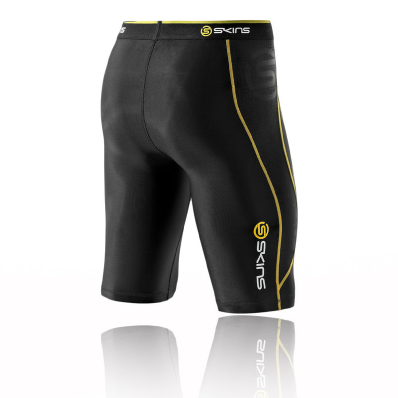 SKINS A400 YOUTHS COMPRESSION LONG TIGHTS (BLACK/YELLOW)
